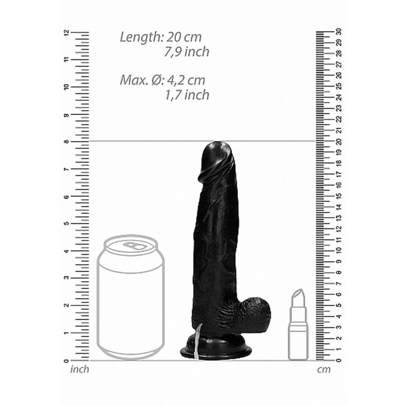 Vibrating Realistic Cock - 8" - With Scrotum - Black